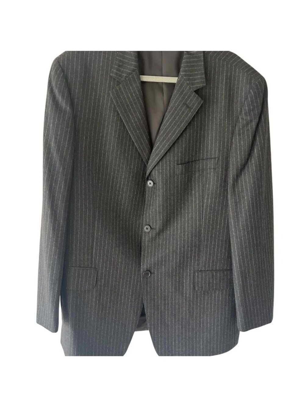 LANDS' END Men's Gray Striped Wool Classic Fit Sport Coat Blazer Jacket 44R